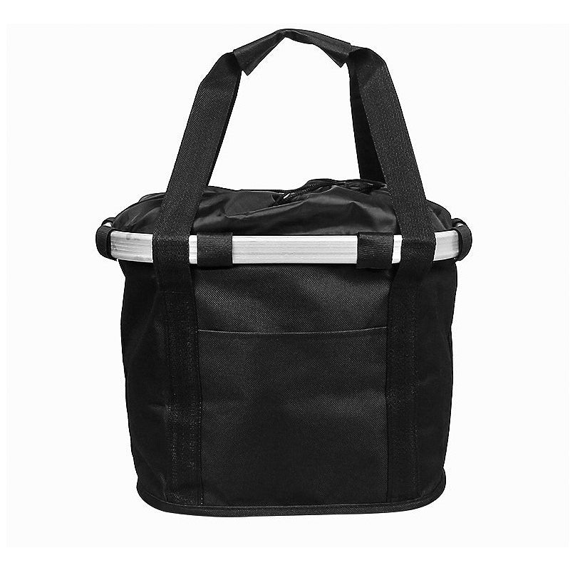 Oxford Cloth Bike Basket Detachable Bicycle Front Canvas Basket Pet Carrier Bag with Aluminum Alloy Frame - Black