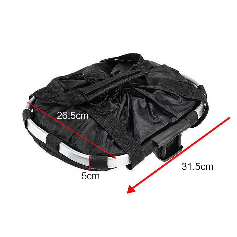 Oxford Cloth Bike Basket Detachable Bicycle Front Canvas Basket Pet Carrier Bag with Aluminum Alloy Frame - Black