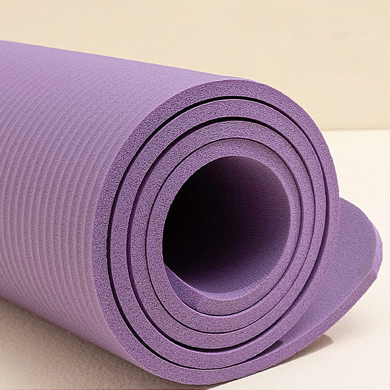 Yoga Mat 15mm Thick Gym Mats with Carrying Strap for Exercise Fitness Pilates - Purple Blue Grey Black