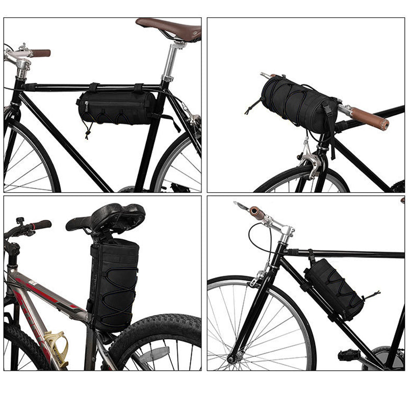 Bike Frame Bag Shoulder Bag Bicycle Handlebar Bag Mountain Bike Front Tube Pouch - Black Rope