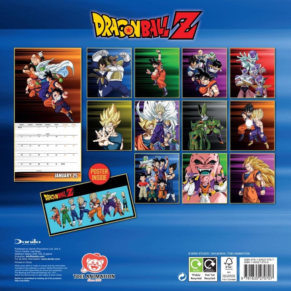 Dragon Ball Z Square Calendar 2025