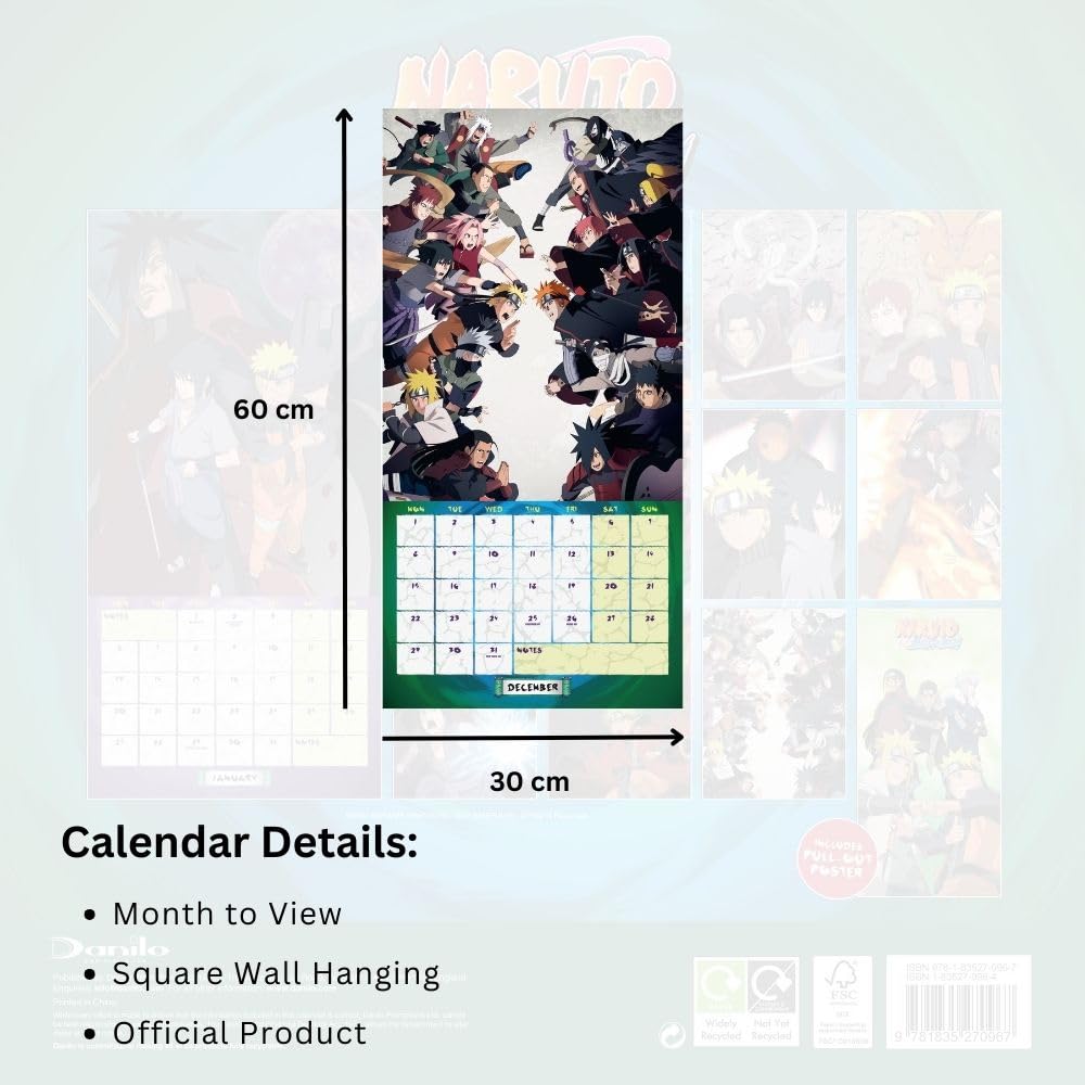 Naruto: Shippuden Square Calendar 2025