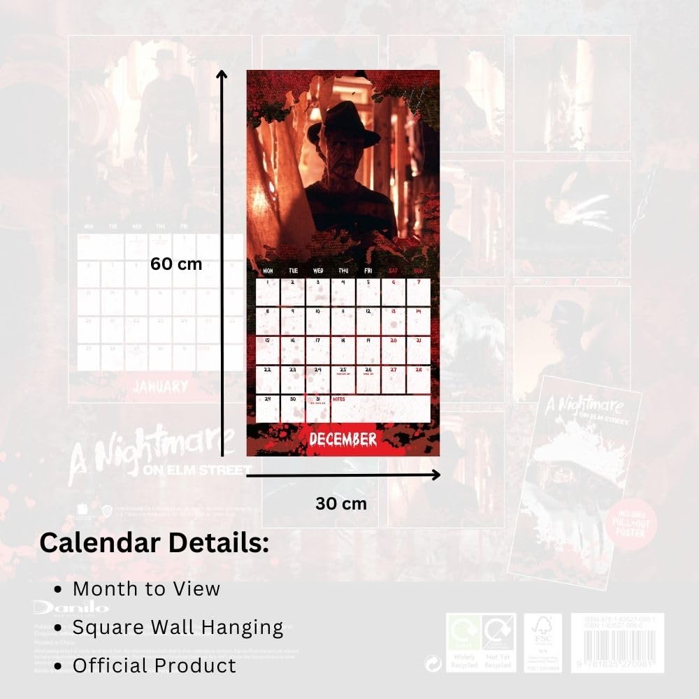 A Nightmare on Elm Street Square Calendar 2025