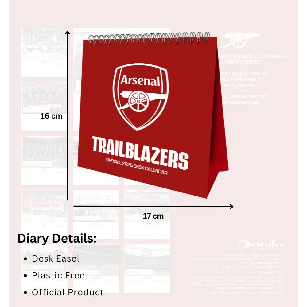 Arsenal FC Desktop Calendar 2025