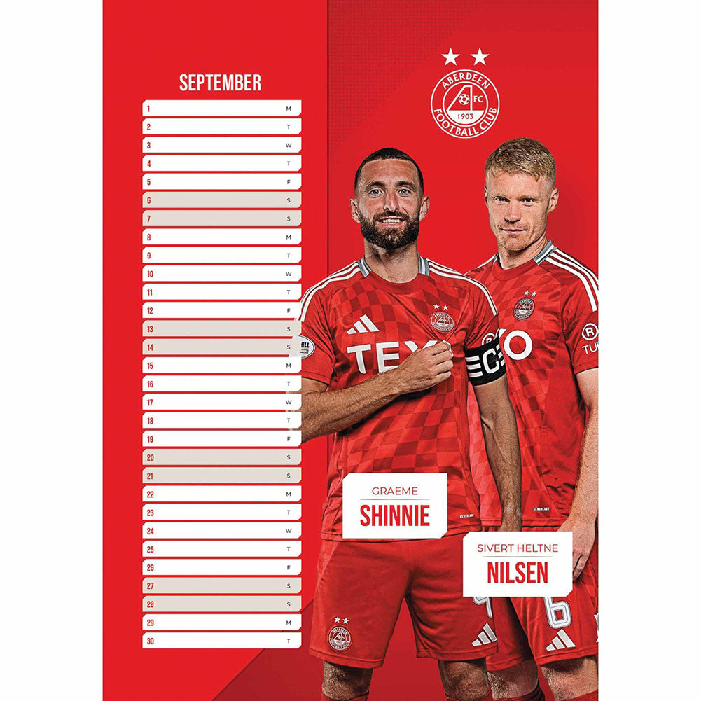 Aberdeen FC A3 Calendar 2025