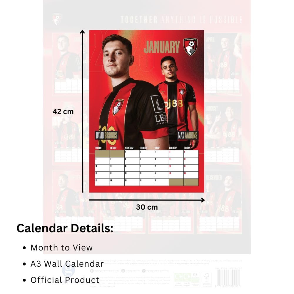 Bournemouth AFC A3 Calendar 2025