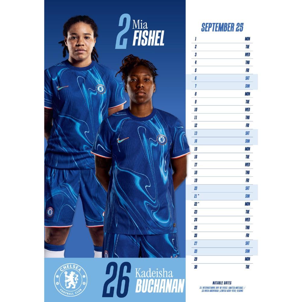 Chelsea WFC A3 Calendar 2025