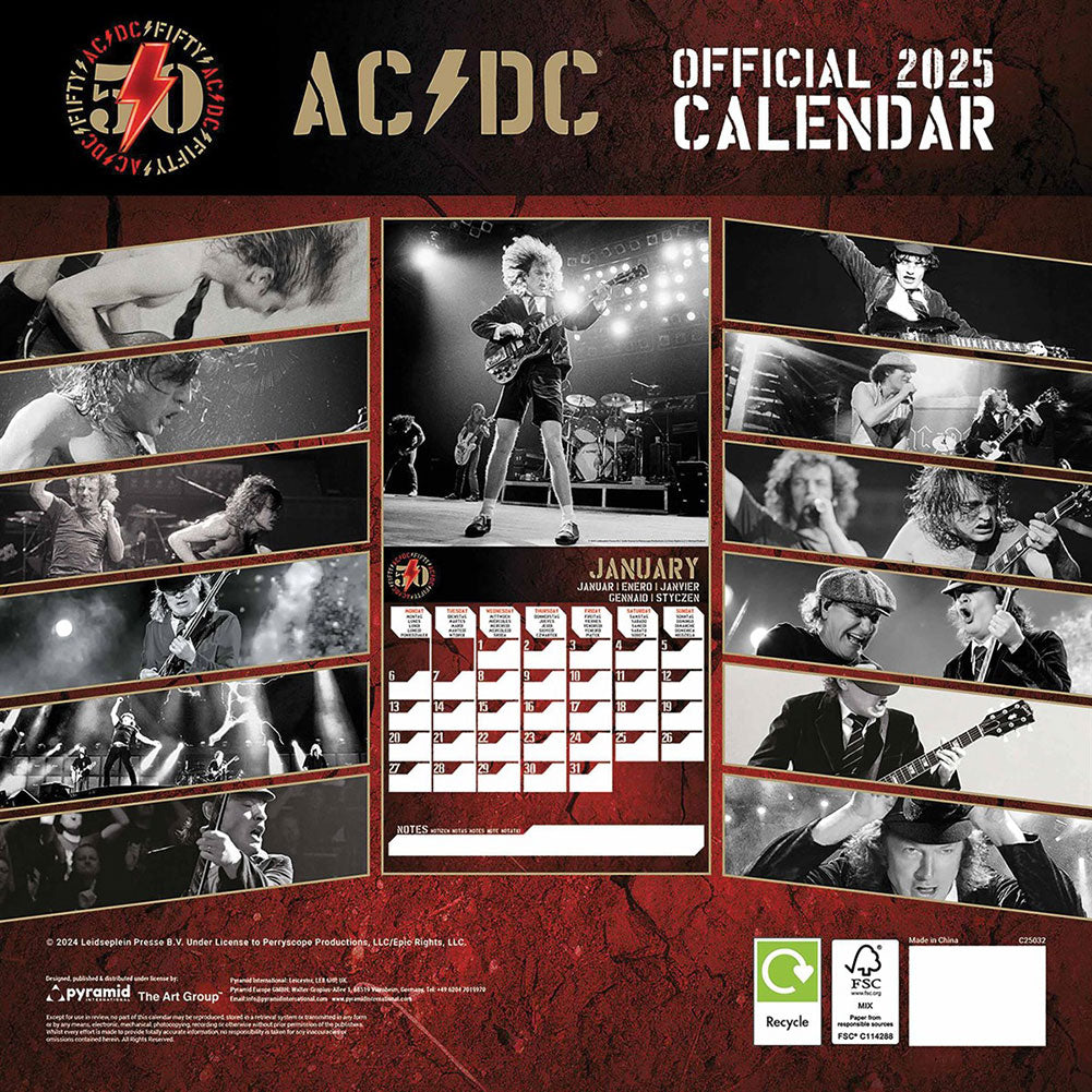 AC/DC Square Calendar 2025