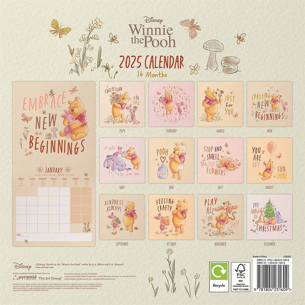 Winnie The Pooh Square Calendar 2025