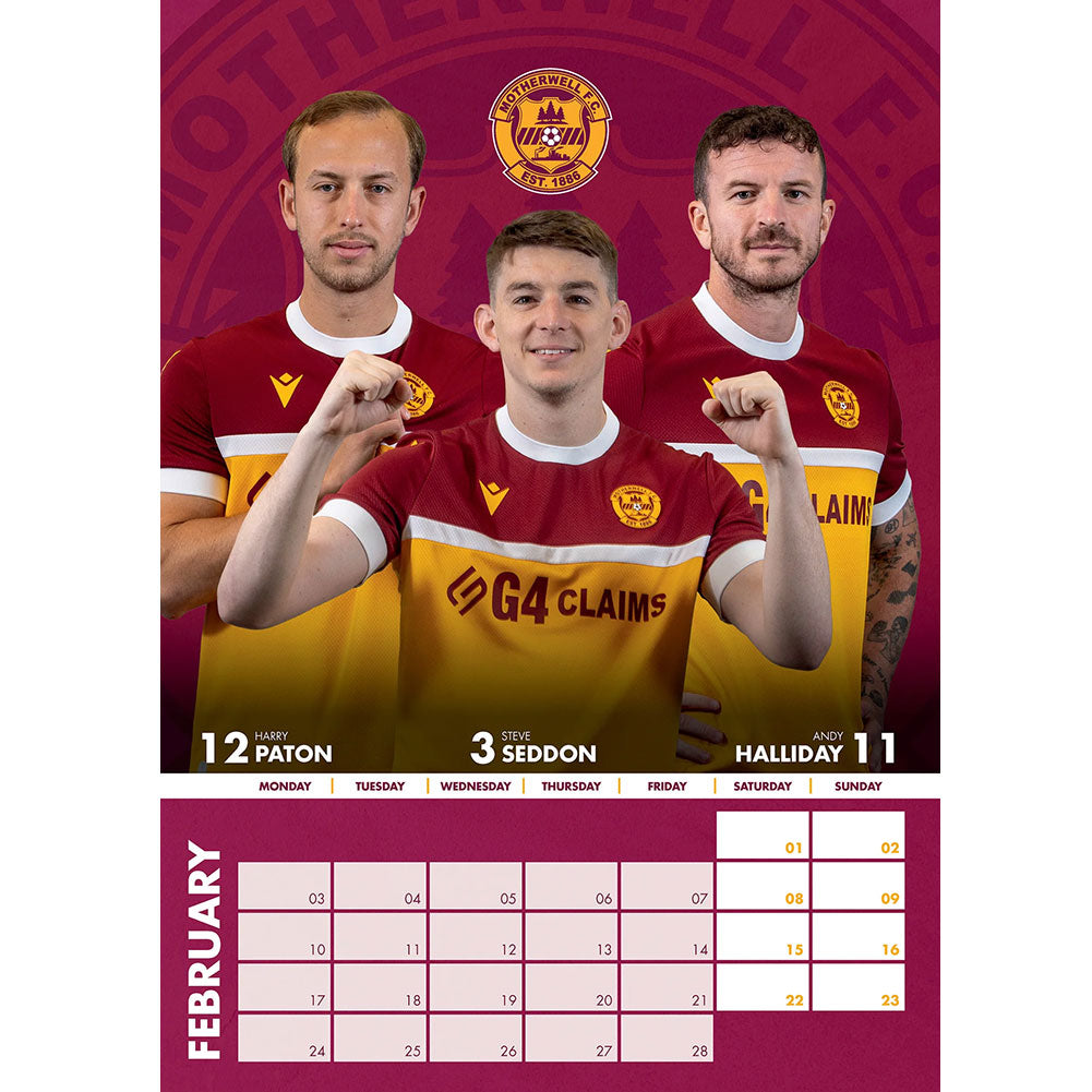 Motherwell FC A3 Calendar 2025