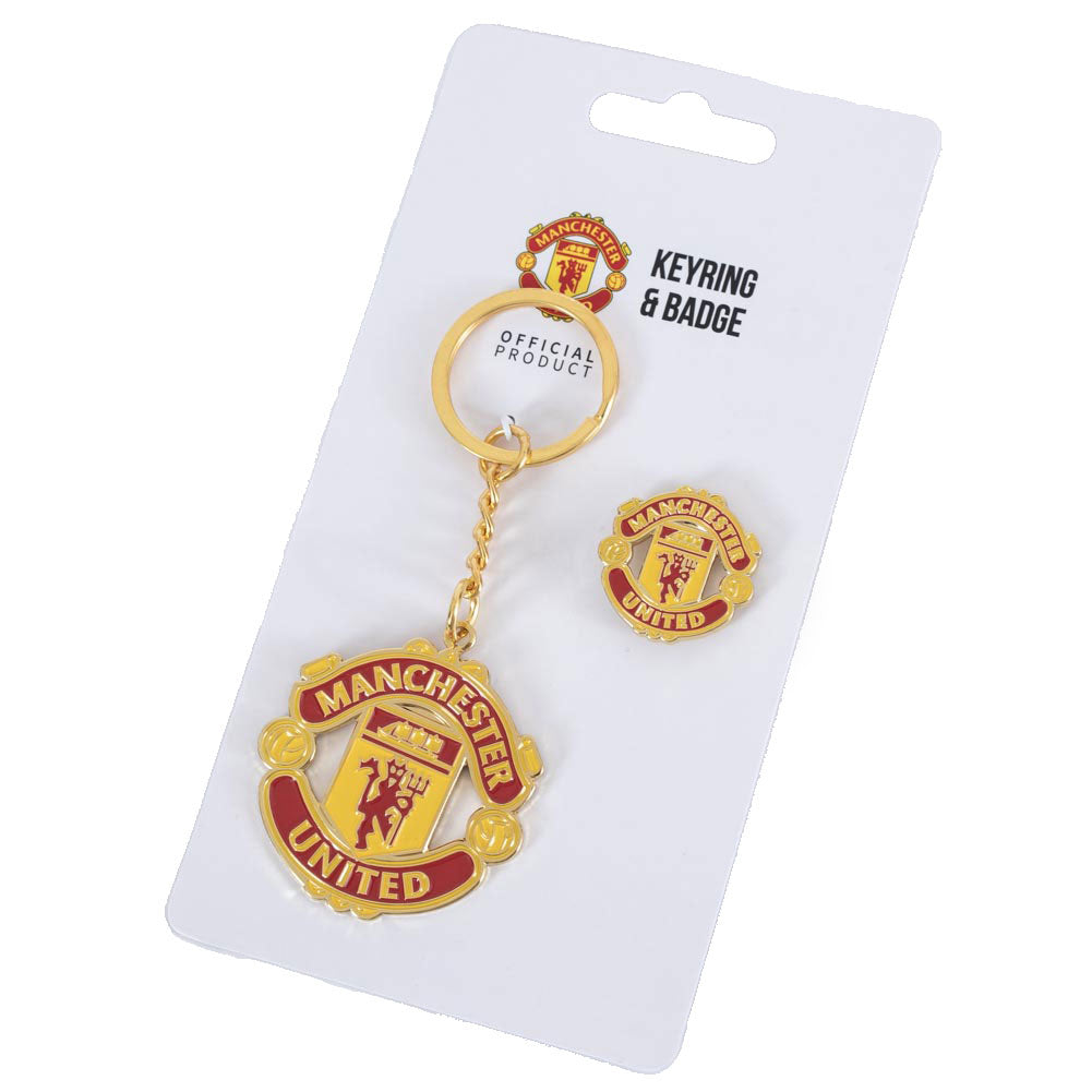 Manchester United FC Keyring & Badge Set