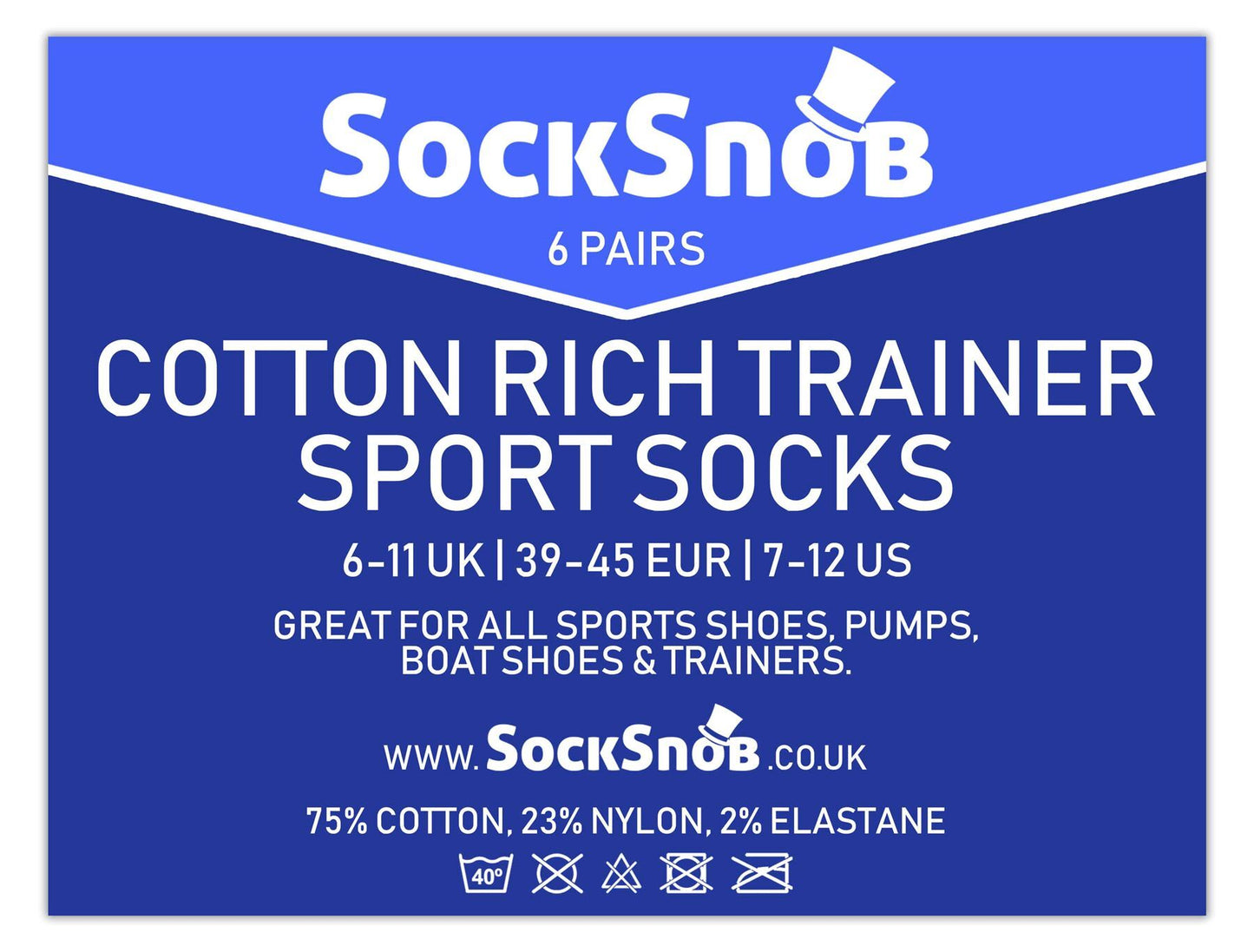 Cihat 6 Pack Cotton Trainer Socks (6-11 UK / Black)