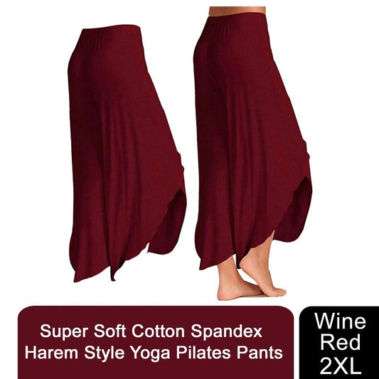 Aquarius Super Soft Modal Spandex Yoga Pilates Pants, Wine Red XXL