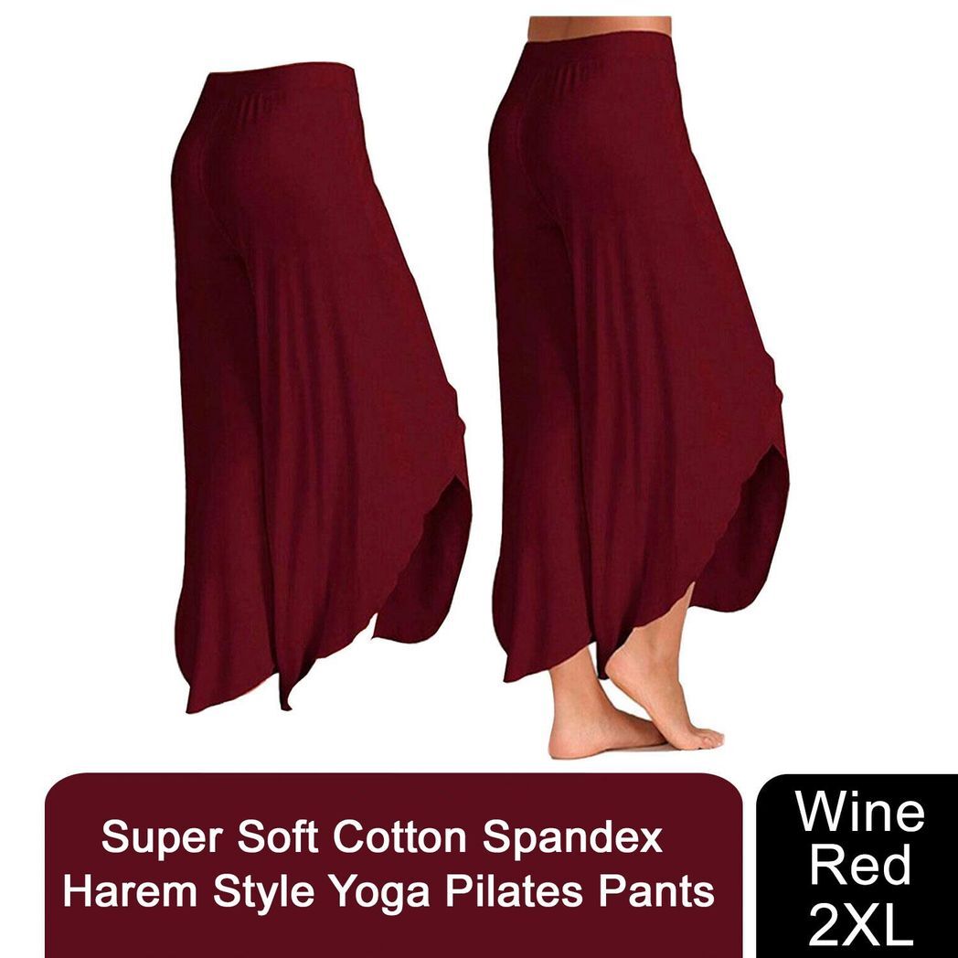 Aquarius Super Soft Modal Spandex Yoga Pilates Pants, Wine Red XXL