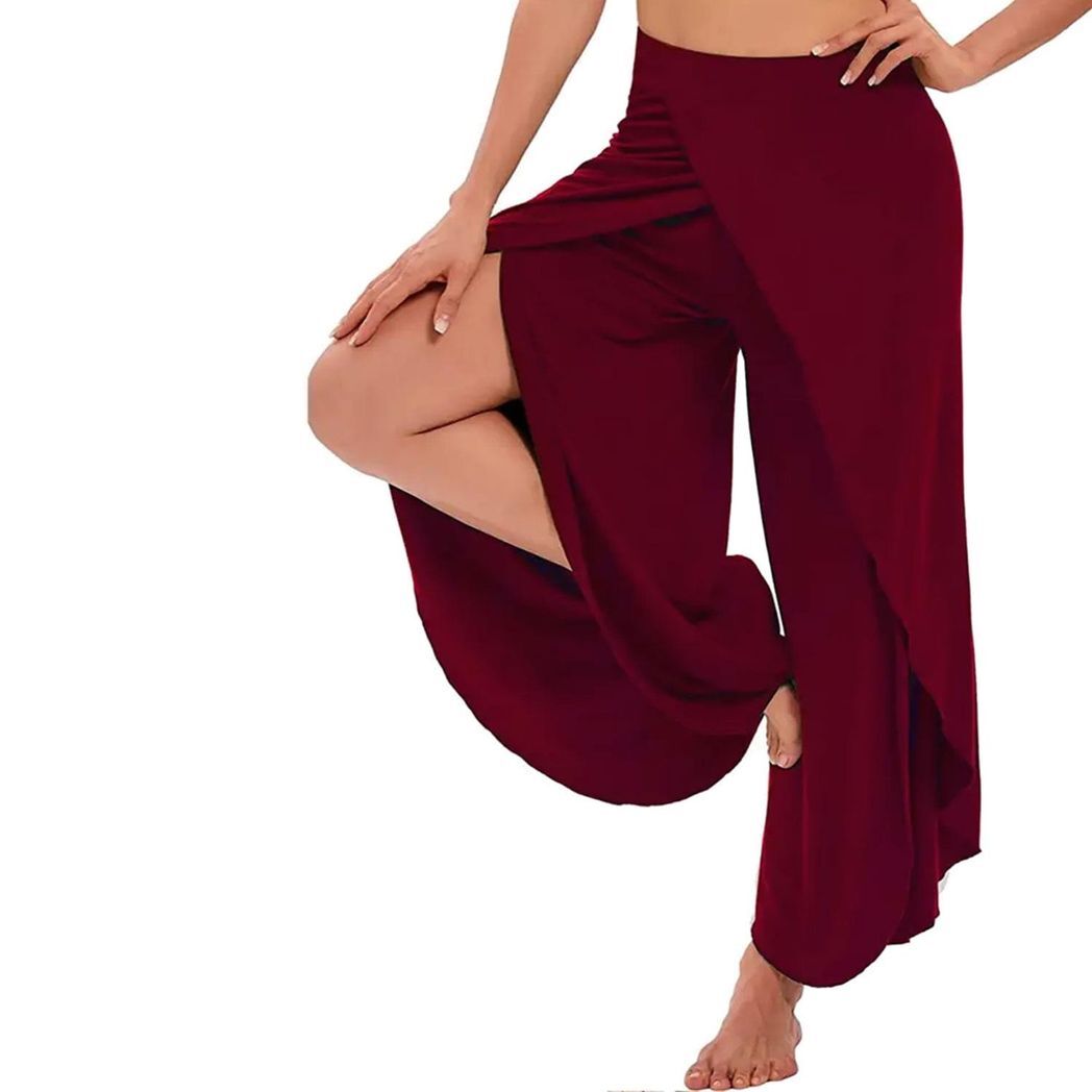 Aquarius Super Soft Modal Spandex Yoga Pilates Pants, Wine Red XXL