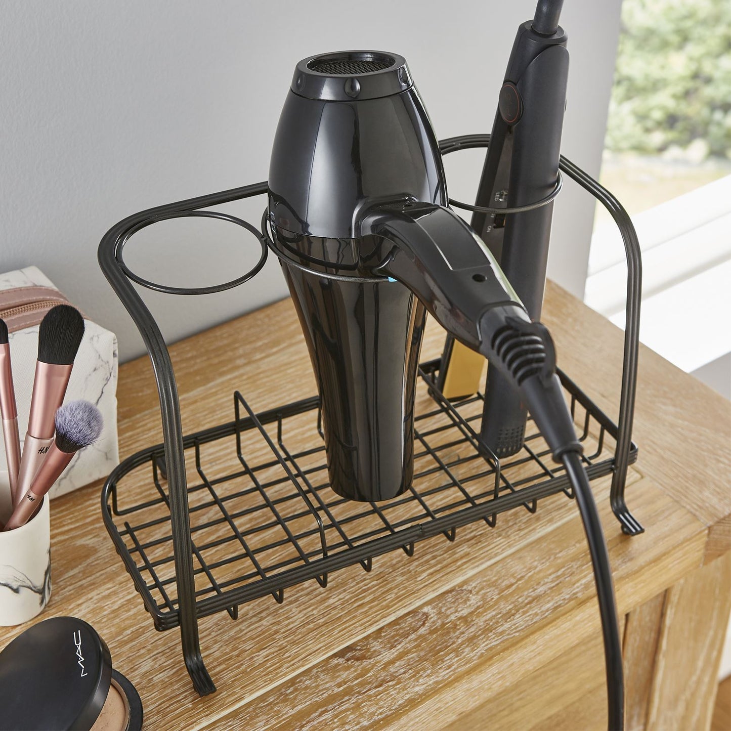 Freestanding Hair Dryer & Straighteners Holder Storage Stand Cable Tidy in Graphite