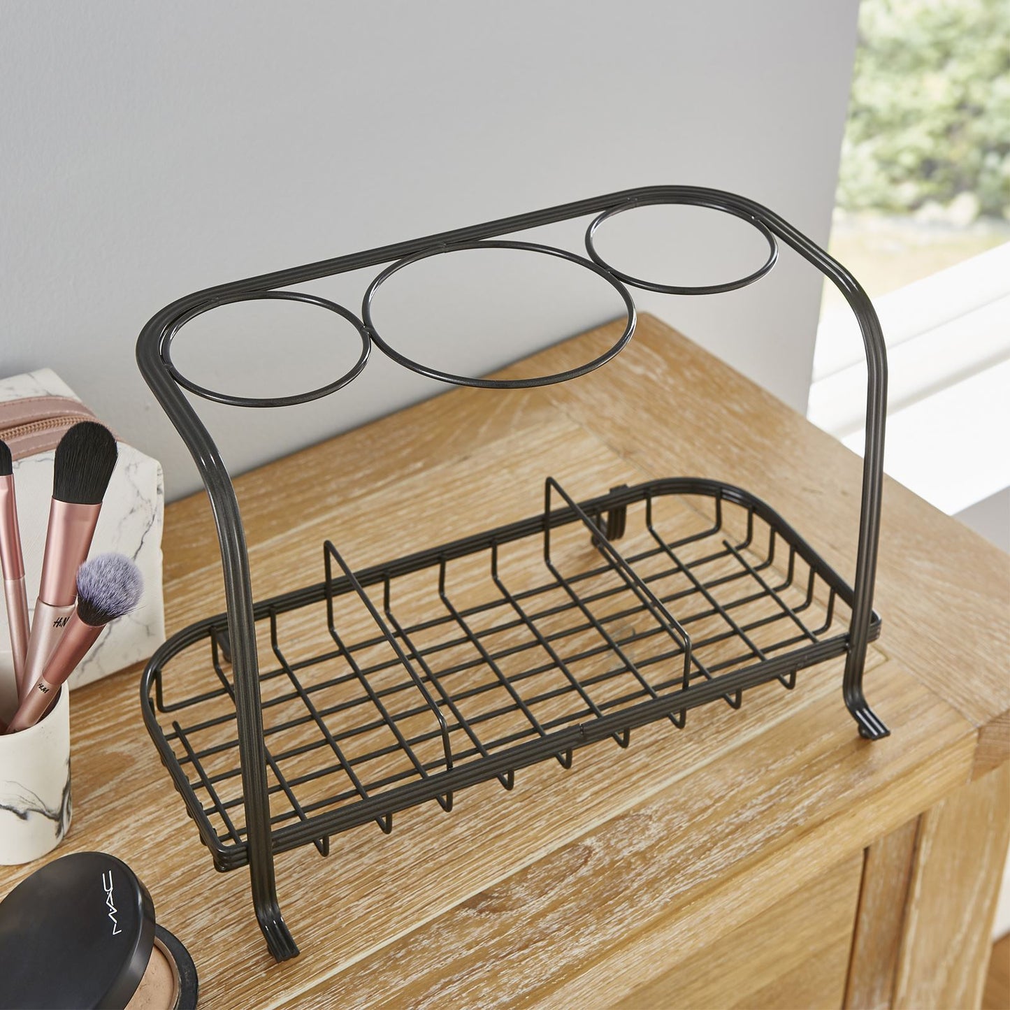 Freestanding Hair Dryer & Straighteners Holder Storage Stand Cable Tidy in Graphite