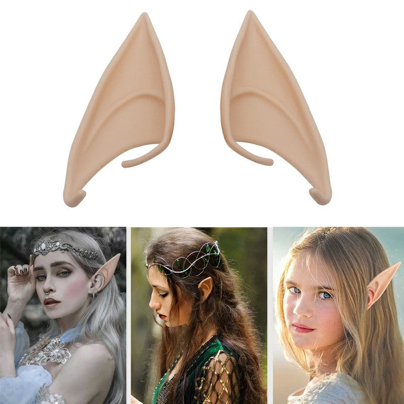 1 Pair Elf Ears Rubber Latex Prosthetic Tips Angel Pixie Fairy Cosplay Party 12 cm - Dark Skin