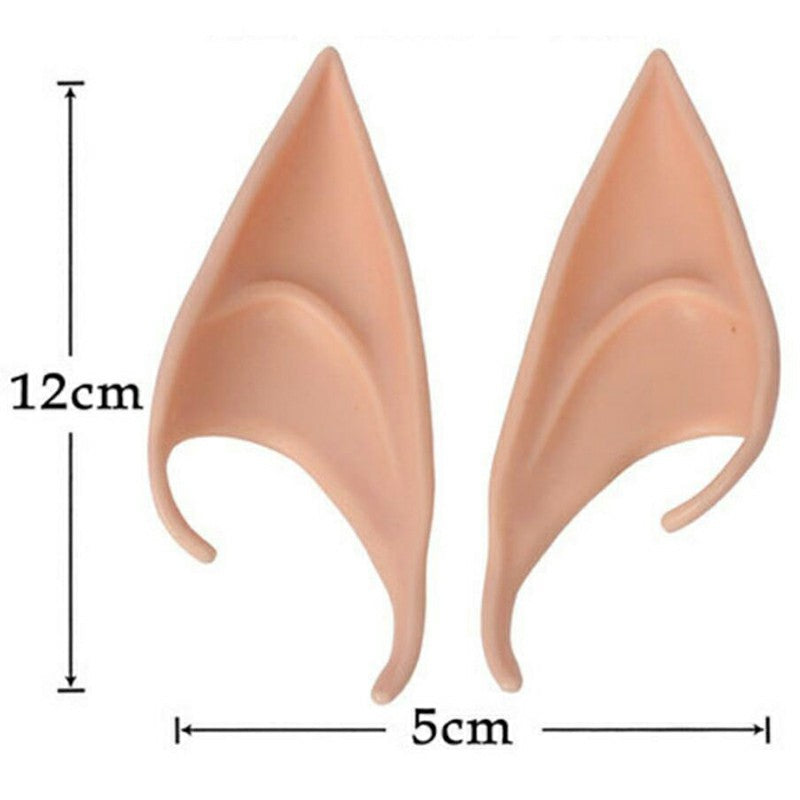 1 Pair Elf Ears Rubber Latex Prosthetic Tips Angel Pixie Fairy Cosplay Party 12 cm - Dark Skin