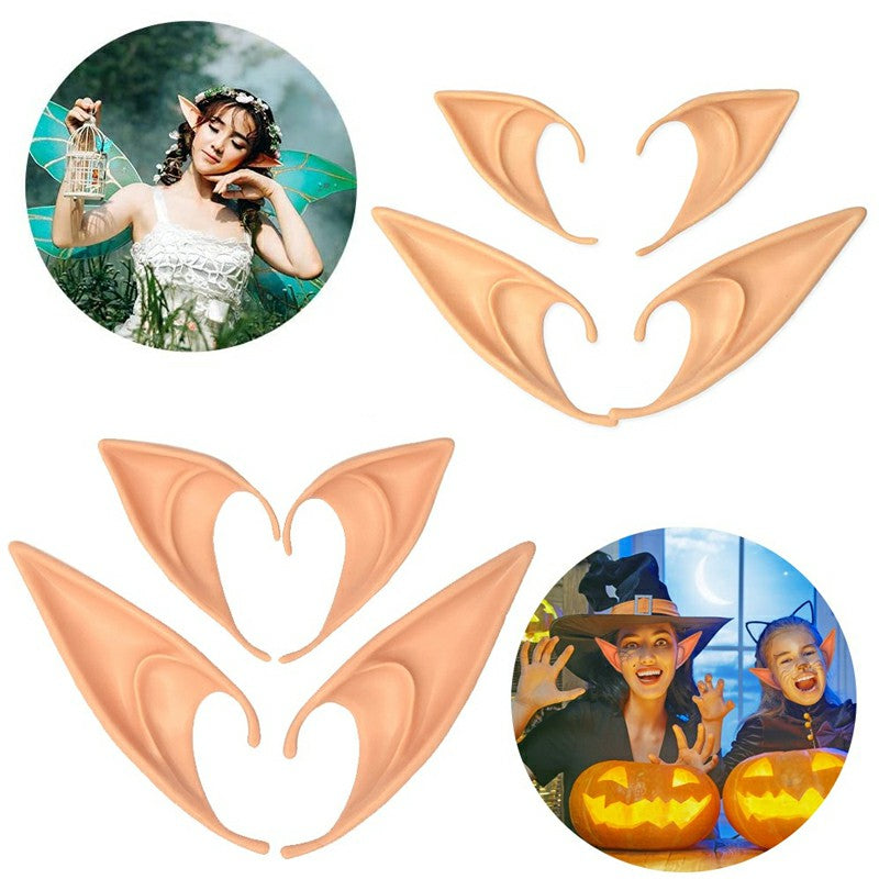 1 Pair Elf Ears Rubber Latex Prosthetic Tips Angel Pixie Fairy Cosplay Party 12 cm - Dark Skin