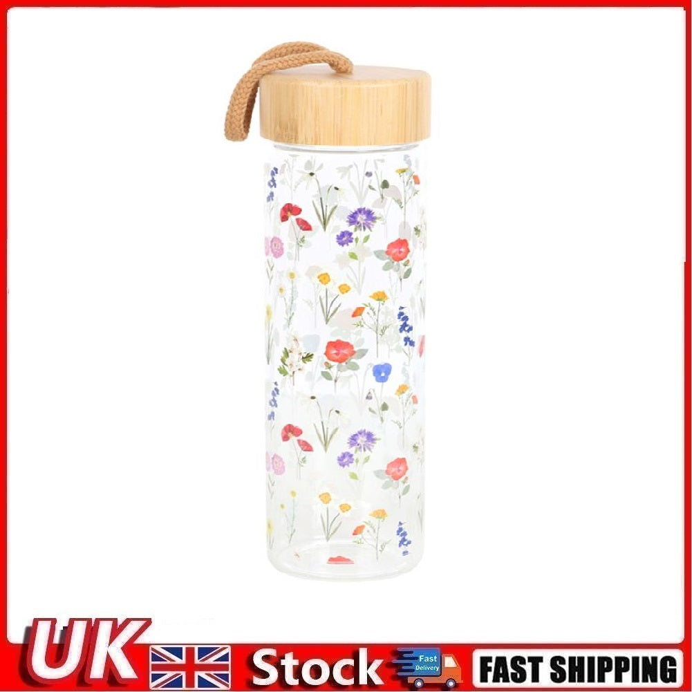 Wildflower Glass And Bamboo Water Bottle