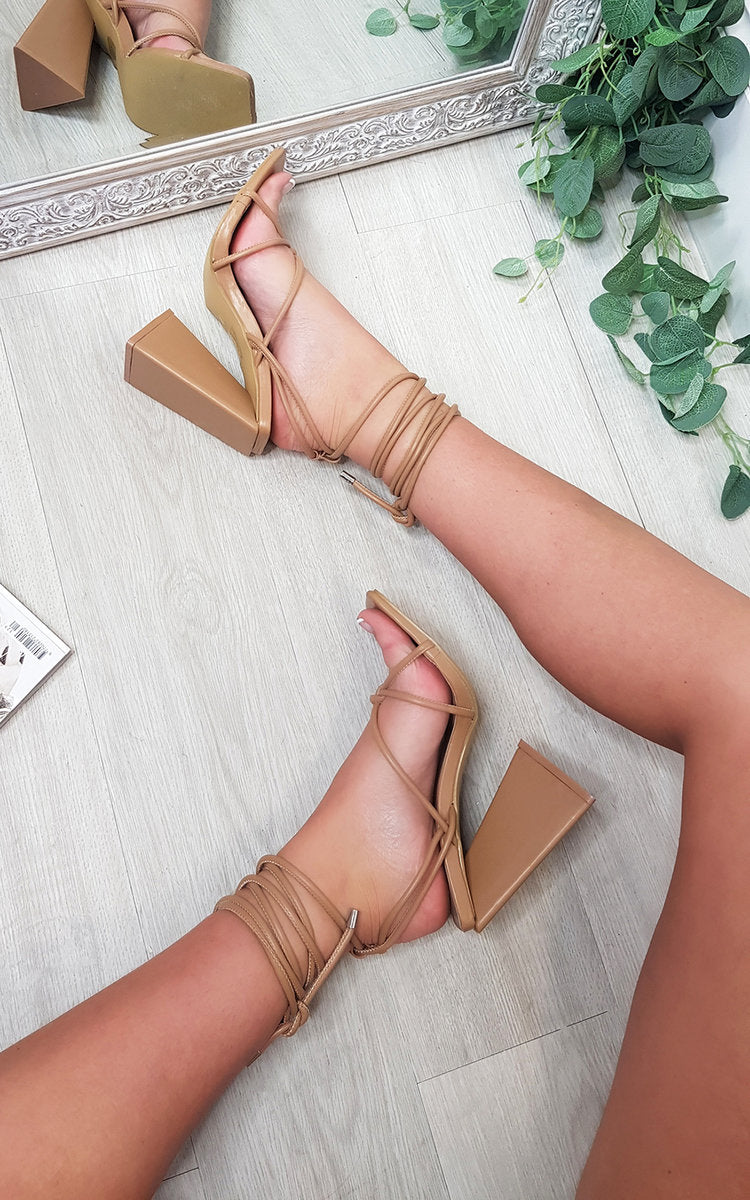 Strappy Lace Block High Heels