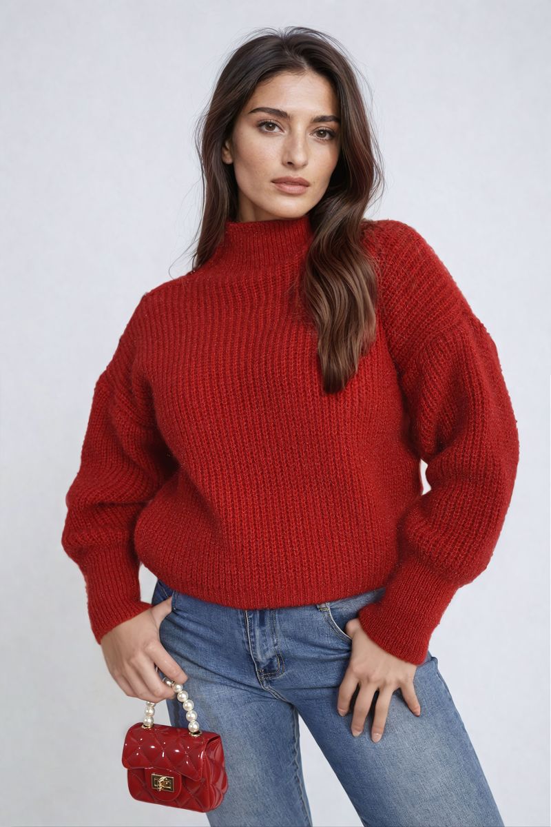 Buttons Long Sleeves Chunky Knit Top