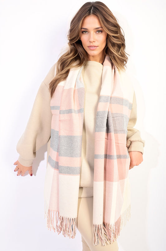 Striped Tassel Scarf