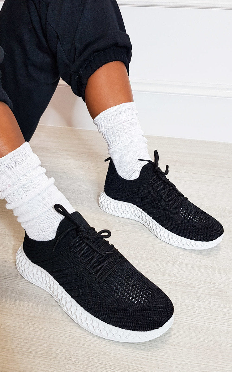 Lace Up Mesh Sock Trainers