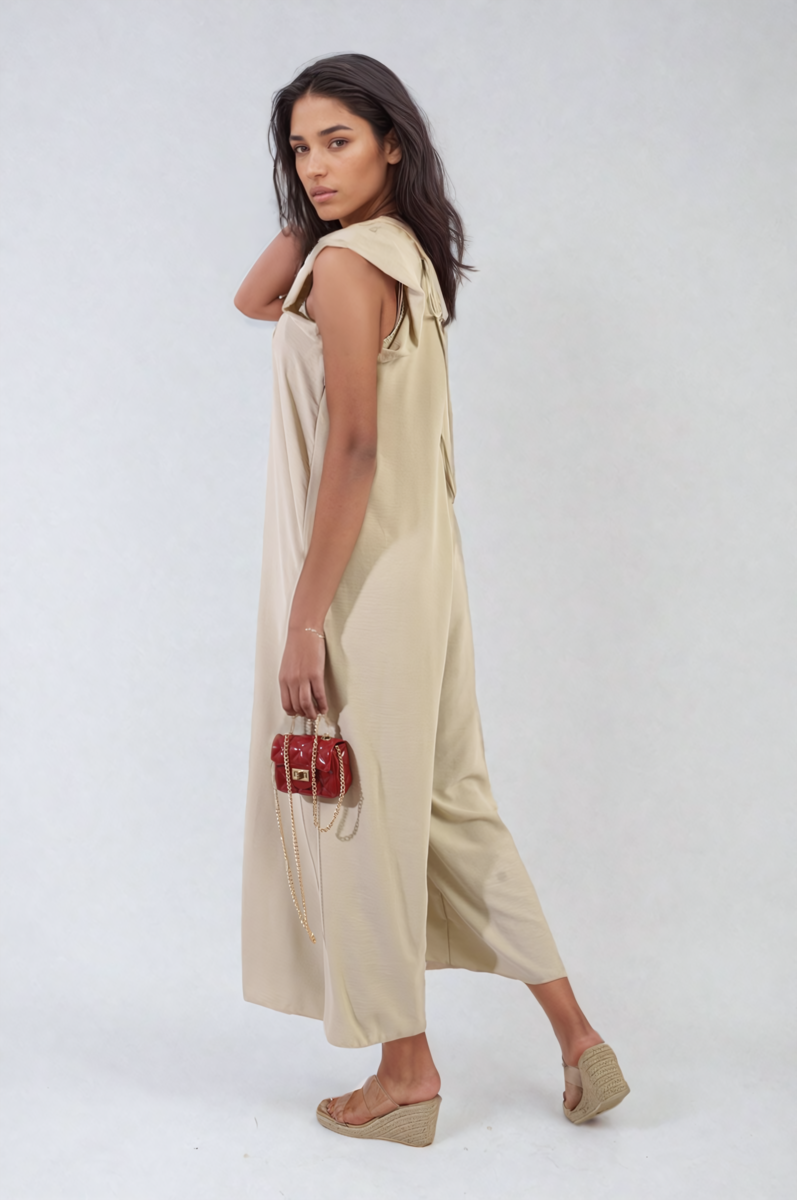 Ruffle Sleeve V-Neck Loose Waist Wide Leg Jumpsuit Size S/M M/L