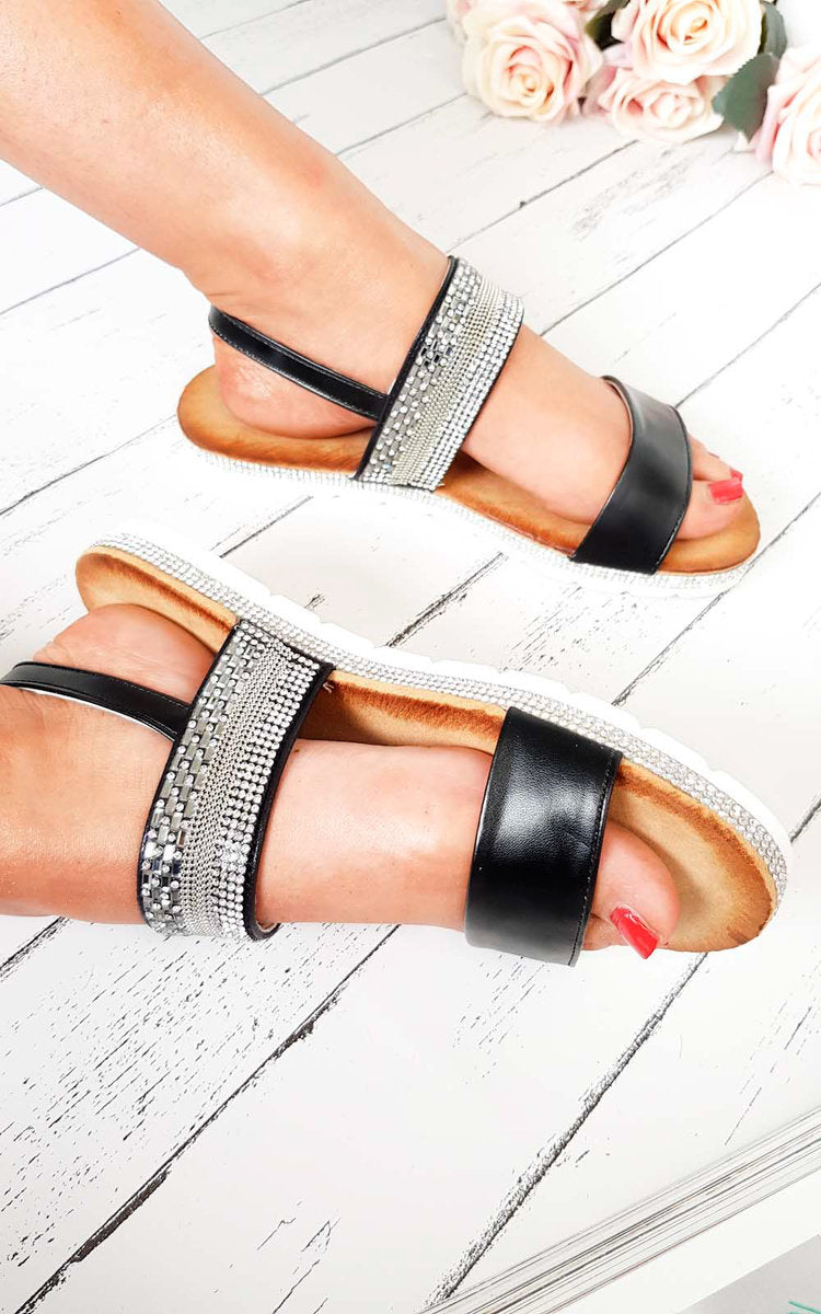 Double Strapped Embellished Sandals