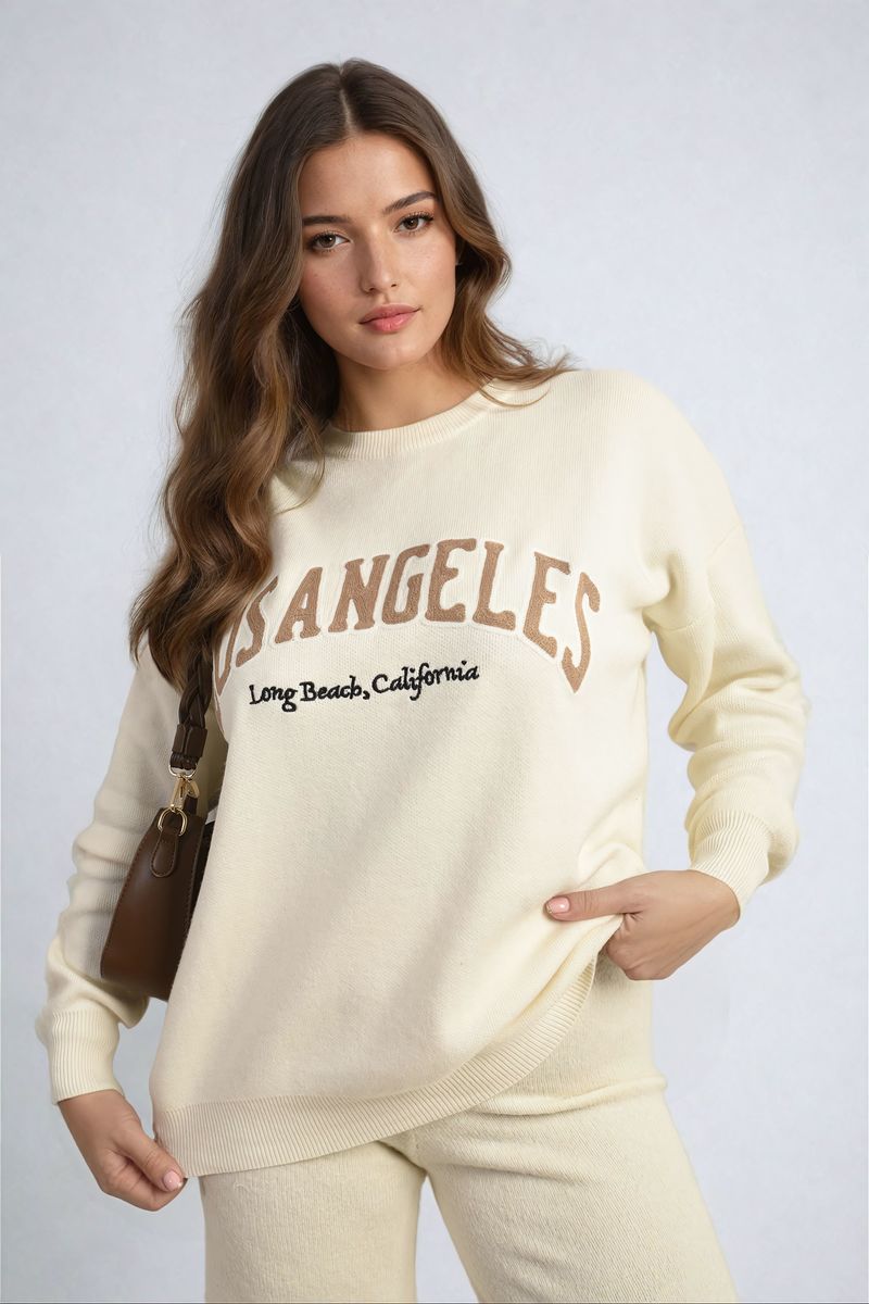 Los Angeles Graphic Long Sleeve Knitted Jumper