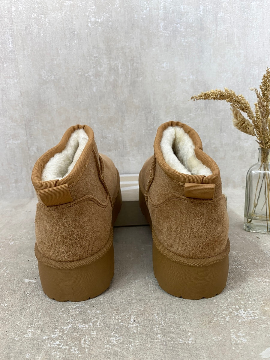 Faux Fur Lined Ankle Platform Kids Mini Boots