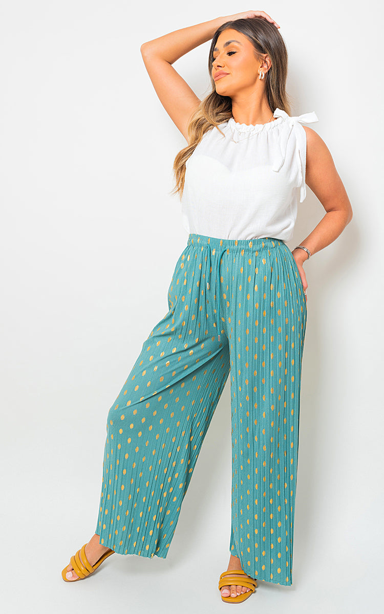 Gold Spot Pleated Trouser with Drawstring