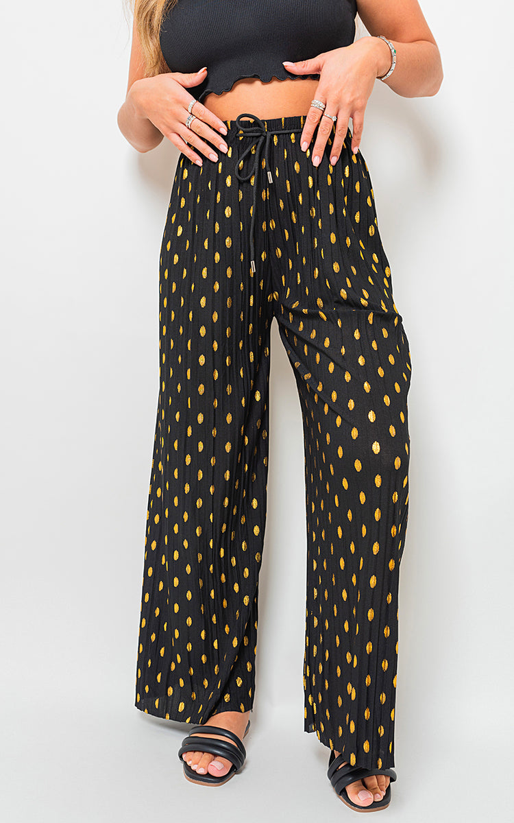 Gold Spot Pleated Trouser with Drawstring