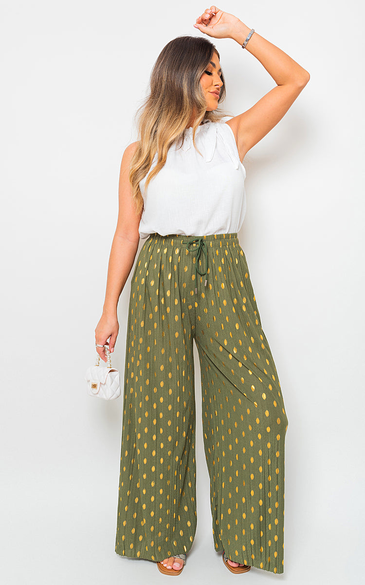 Gold Spot Pleated Trouser with Drawstring