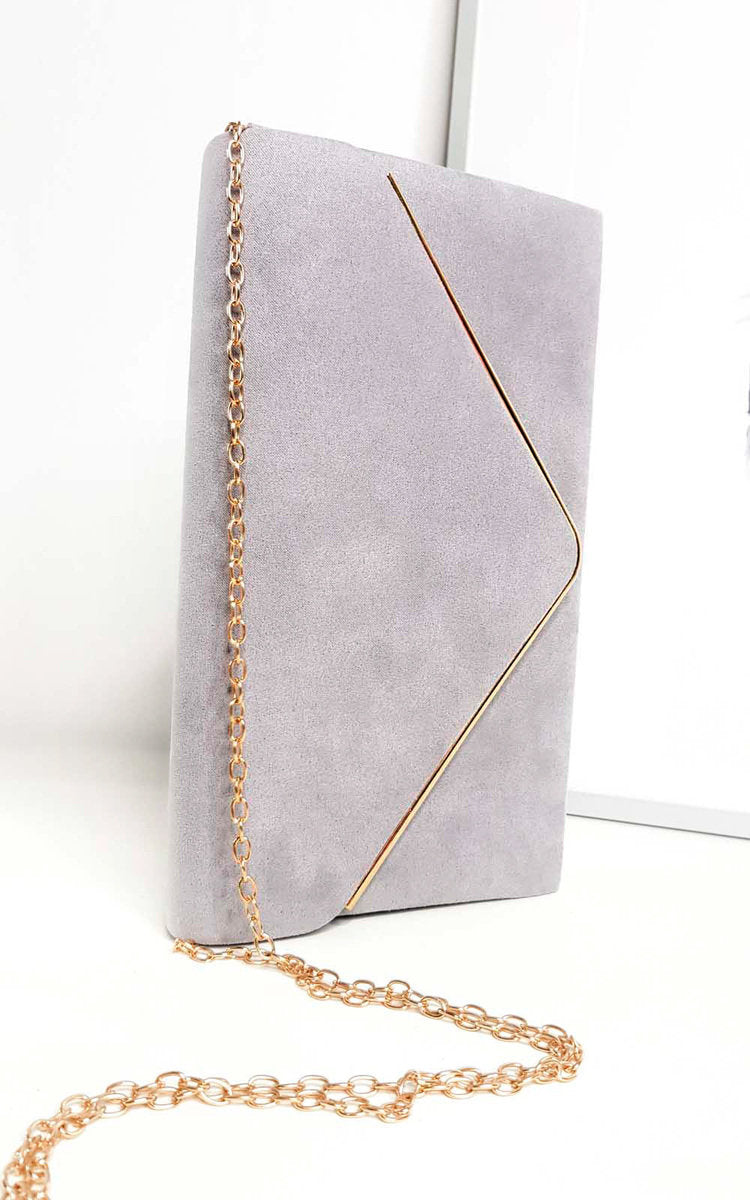 Faux Suede Envelope Clutch Bag