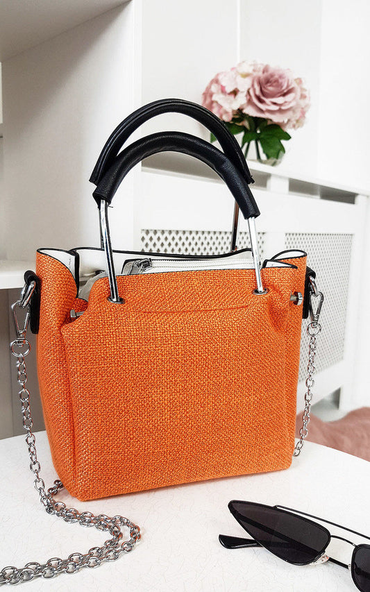 Mini Textured Chain Handbag Colours Black Or Orange