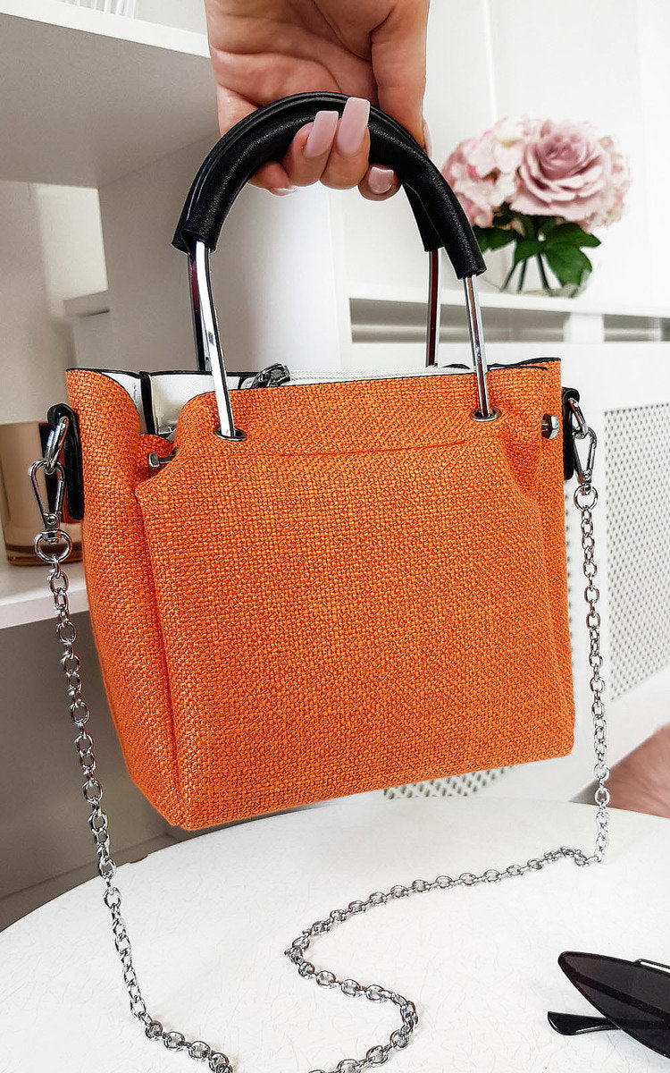 Mini Textured Chain Handbag Colours Black Or Orange