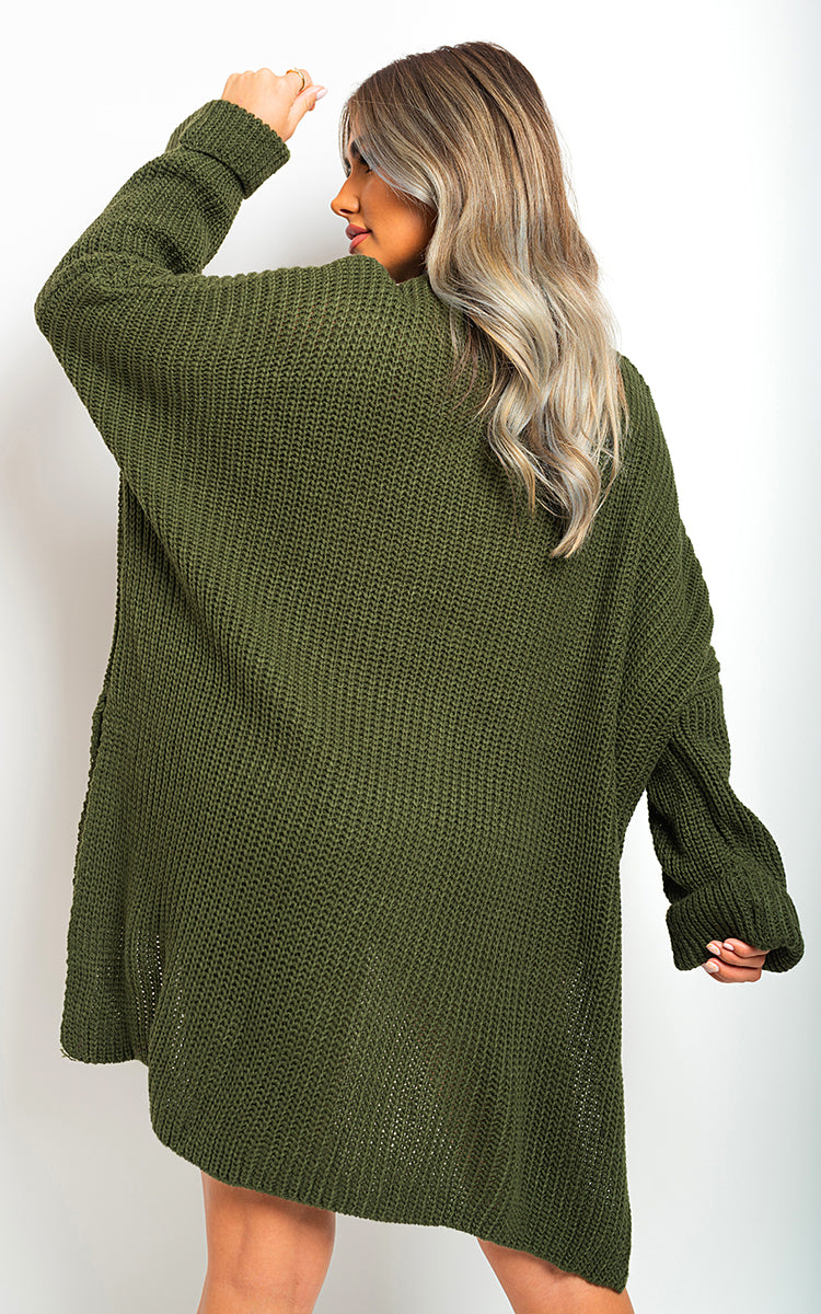 High Neck Oversized Long Sleeve Knitted Jumper