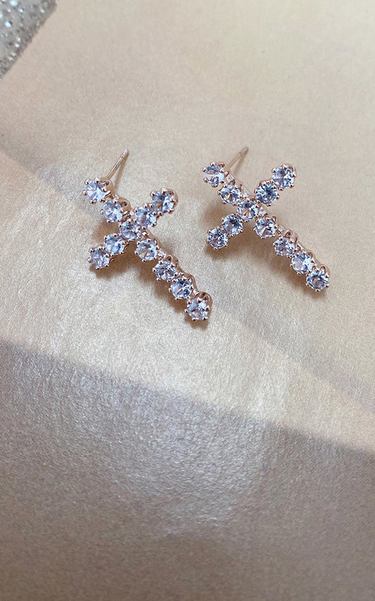 Cross Diamante Earrings