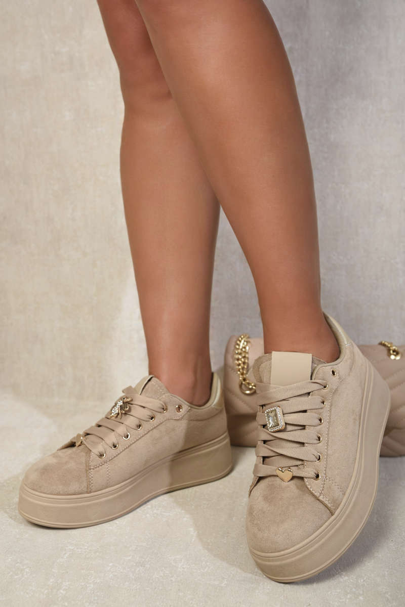 Lace Up Platform Trainers With Decorative Details