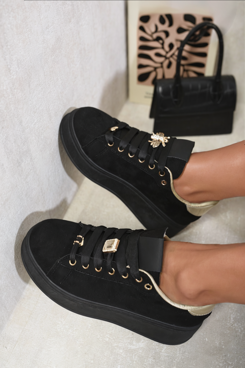 Lace Up Platform Trainers With Decorative Details