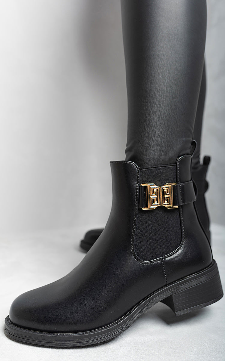 Side Buckle Chelsea Ankle Boots