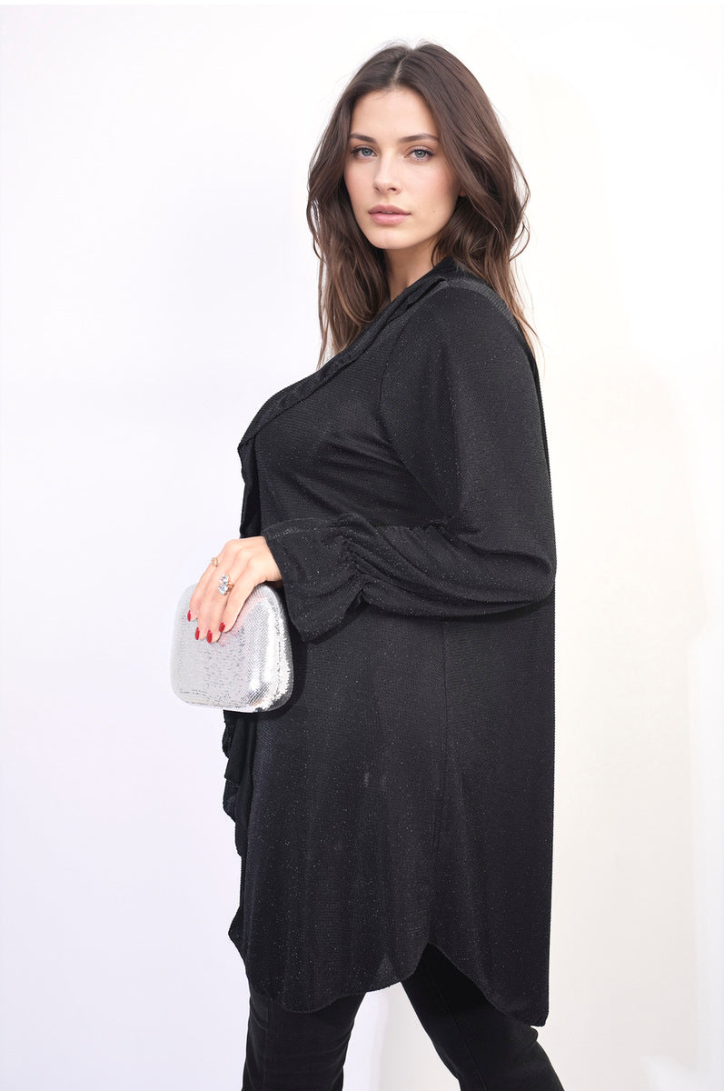 Oversized Satin Ruffle Shirt Dress Sizes S/M M/L