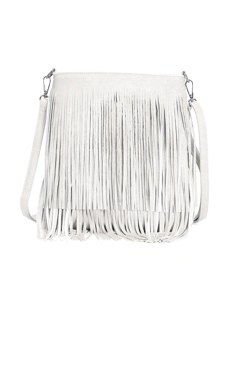 Faux Leather Fringe Bag