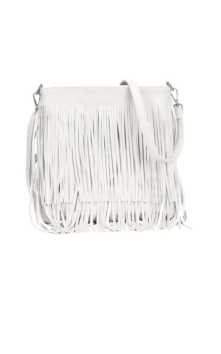 Faux Leather Fringe Bag