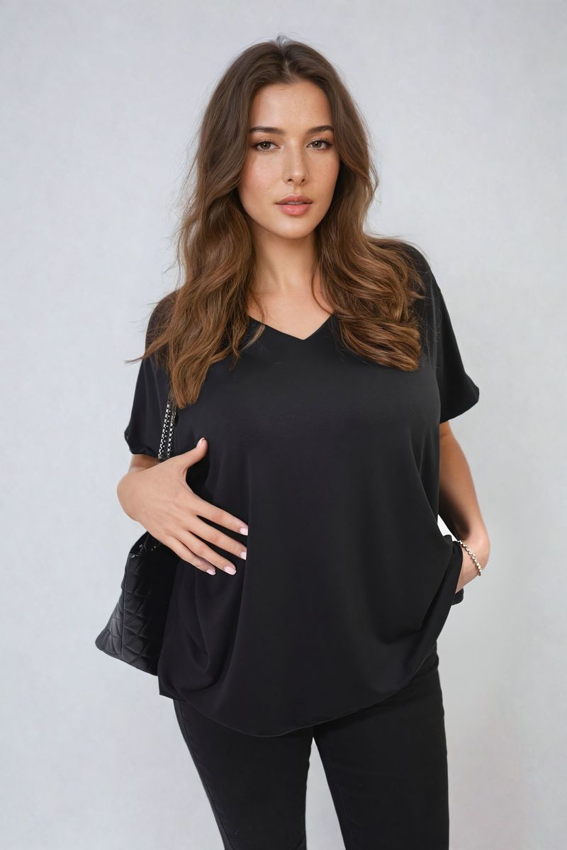 Short Sleeve V-Neck Loose Top