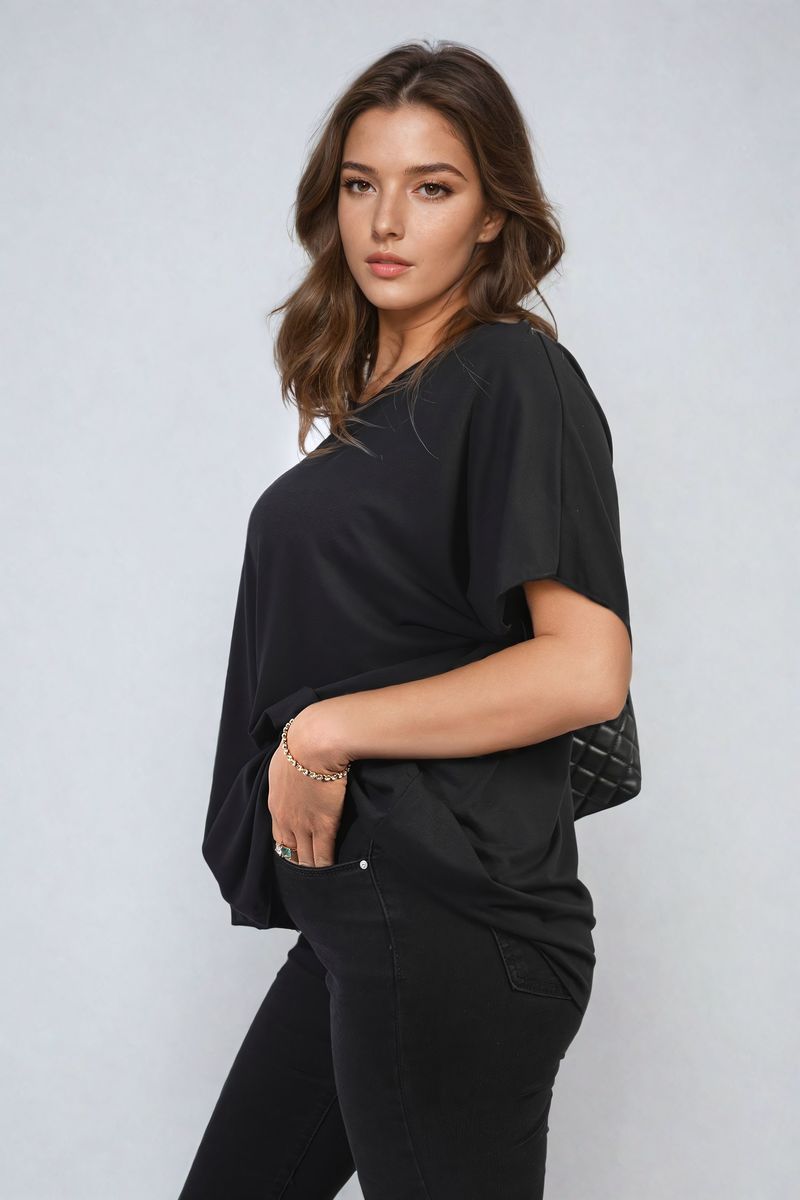 Short Sleeve V-Neck Loose Top