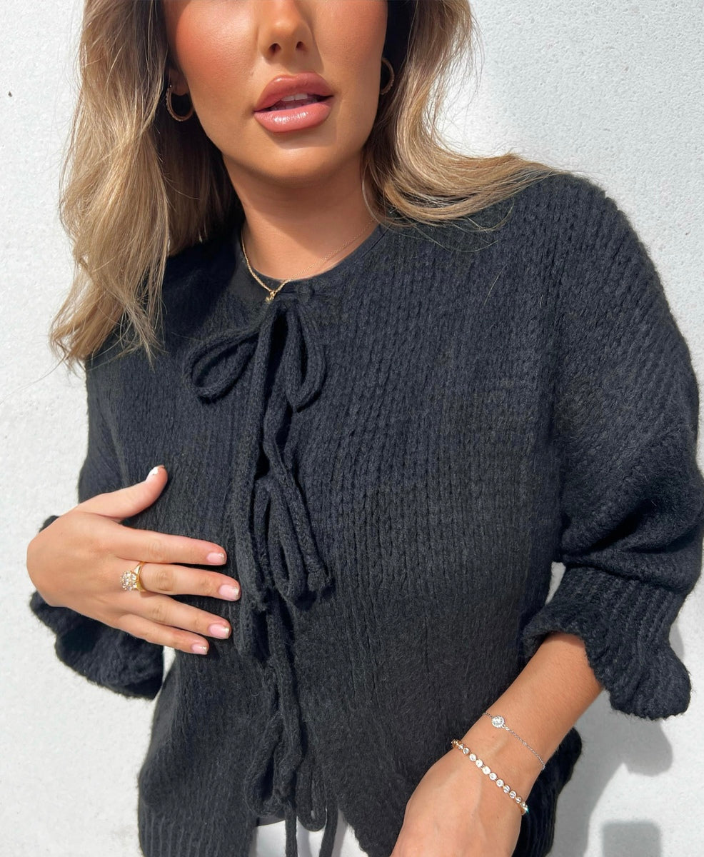 Tie Front Detail Chunky Knit Jumper